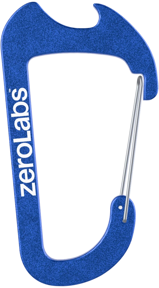 Flaschenöffner, blau, mit zeroLabs Schriftzug